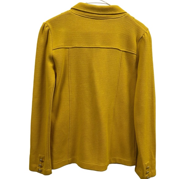 525 America Mustard Yellow Knit 2 Button Blazer Jacket with Pockets Womens Large - Picture 14 of 15